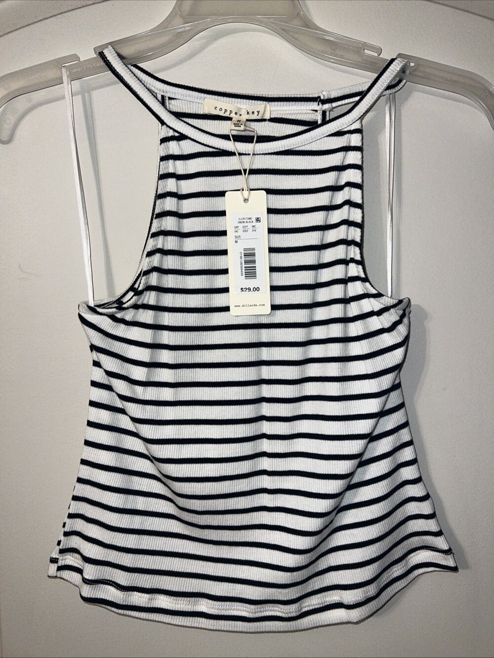 Copper Key Striped Tank Top Cropped Size Medium NWT Black and White Sleeveless